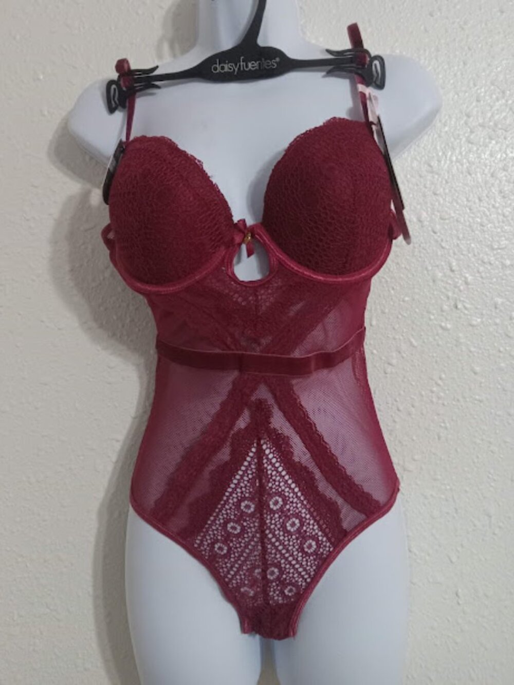 Daisy Fuentes Lace Sheer Bodysuit